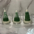 Trio velas de pino en vaso