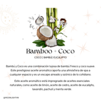 descripcion del aroma bamboo mas coco con una imagen de un coco y un bamboo